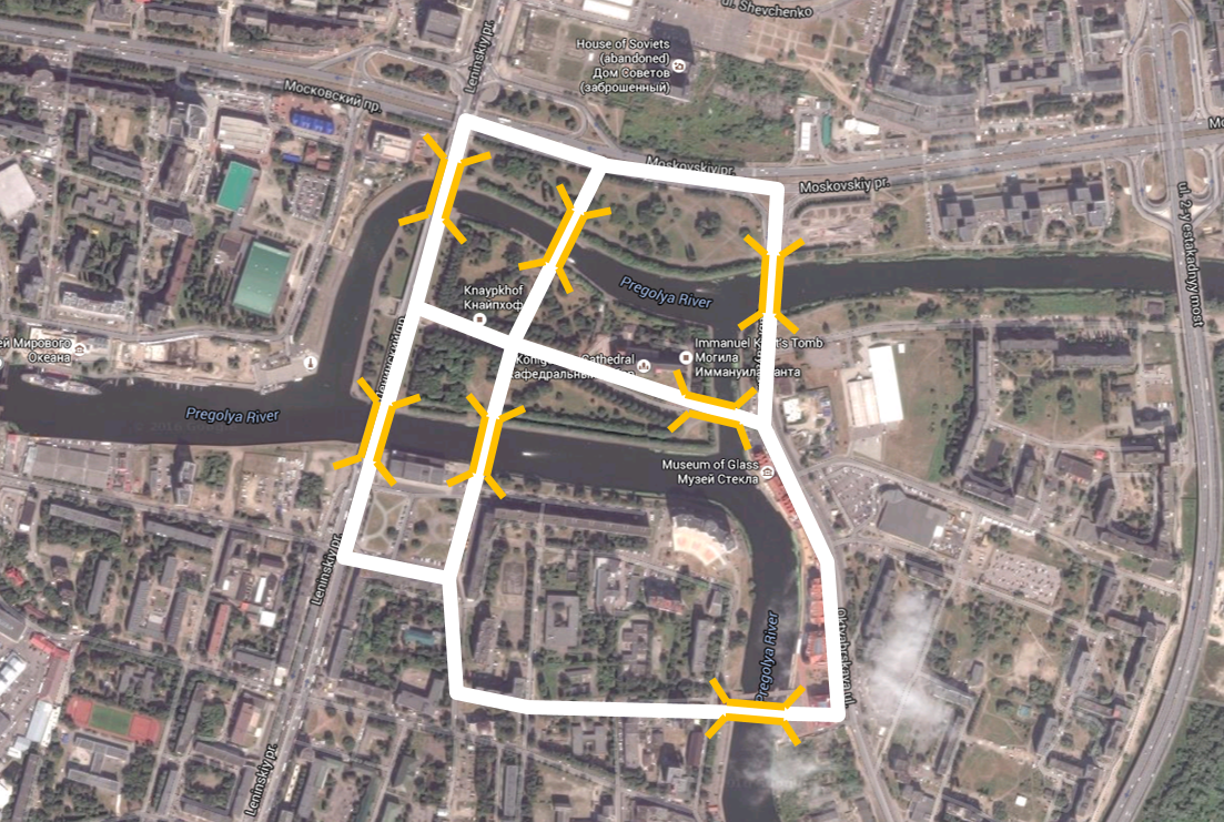 7 bridges of Konigsberg Map