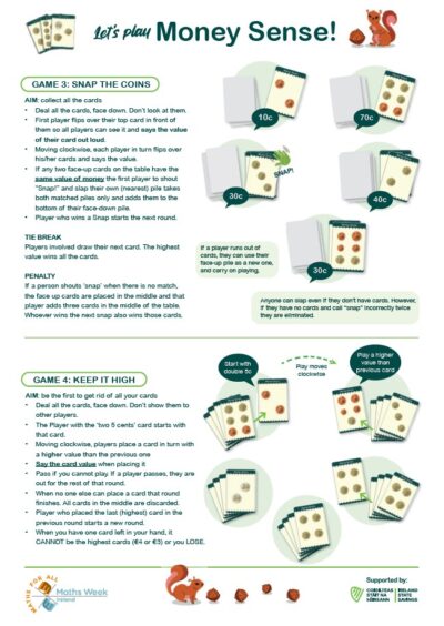 Instruction of Money Sense: 'snap the coins' and 'keep it high'