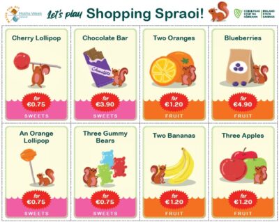 samples of item cards for shopping spraoi game