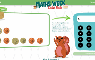 Screenshot of the first mission of the Maths Week Cake Sale
