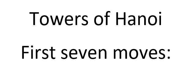 Towers of Hanoi first 7 Moves