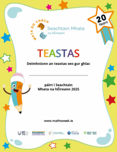 Maths Week 2025 cert Irish pre school