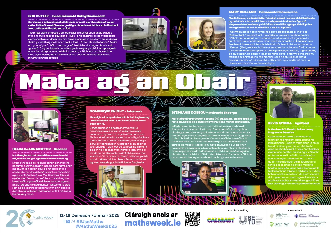 Junior Secondary RoI Maths at Work Poster 2025 ROI IRISH